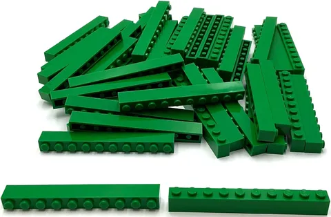 Lego 50 New Green Bricks Building Blocks 1 x 10 Stud Parts