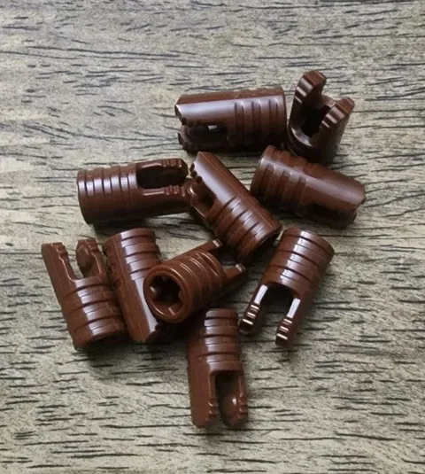 LEGO Reddish Brown Hinge Cylinder 1 x 2 Locking, 2 Fingers, Axle Hole. QTY 10