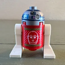 LEGO Star Wars R2-D2 Astromech Droid Minifigure Red Holiday Sweater White Legs