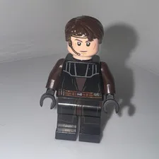 LEGO Minifigure Brown Hair Black Outfit w/ Brown Arms Plastic Figure