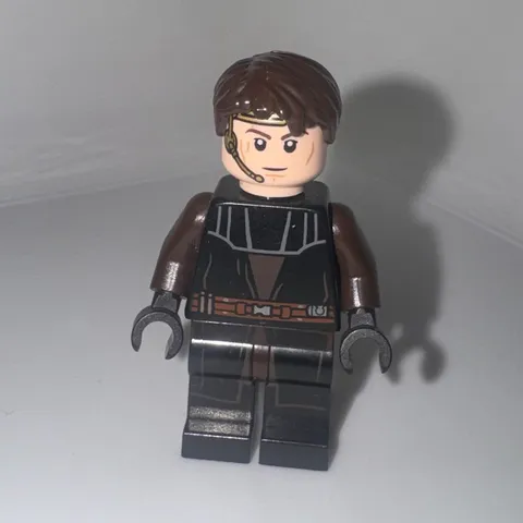 LEGO Minifigure Brown Hair Black Outfit w/ Brown Arms Plastic Figure