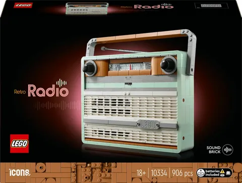 LEGO Icons Retro Radio 10334 Building Toy Set Vintage Aesthetic & Sound Effects