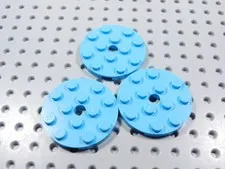 LEGO Lot of 3 Medium Azure Round 3x3 Plates BR