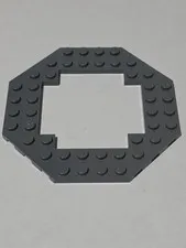 LEGO Plate Dark Bluish Gray ● 10 X 10 Octagonal 6 X 6 Open Center ● 6063 ● QTY 1