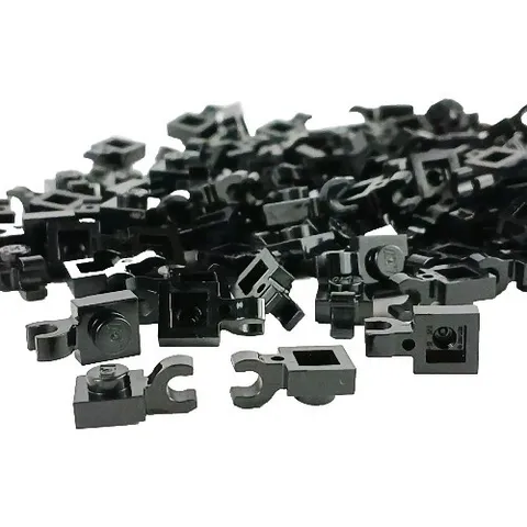 100 Pieces LEGO® Black 1x1 Plate Modified 1 x 1 w Open O Clip Horizontal Grip