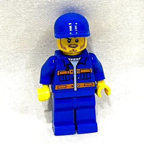 Lego City  Minifigure Construction Worker  Blue Blue Legs with Blue Hat