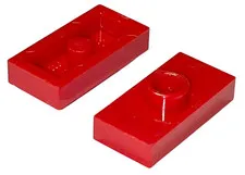 LEGO 50x Red Plate, Modified 1 x 2 with 1 Stud without Groove (Jumper) inv.615