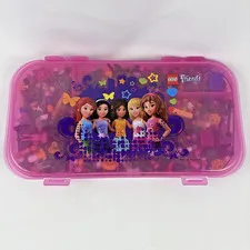 Lego Friends Pink Minifigure and Accessory Storage Case and Misc Pieces Lot