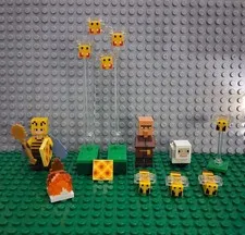 Minecraft LEGO 21165  Beekeeper, Villager, Angry Bees, Happy Bees, Sheep, Fire