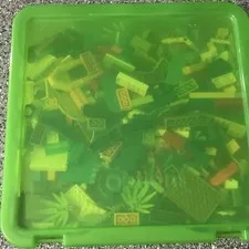 LEGO Bulk Lot Mixed Bricks & Pieces Multicolor in Green Storage Tub