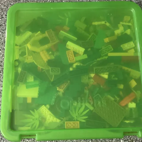 LEGO Bulk Lot Mixed Bricks & Pieces Multicolor in Green Storage Tub
