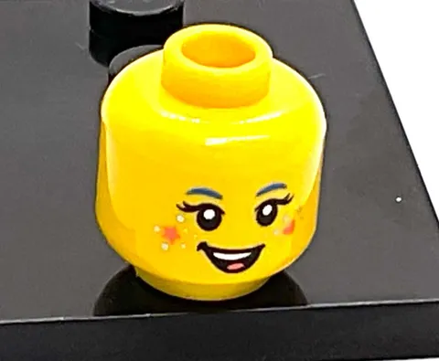 Lego Yellow Minifigure Head w/ 2 Sides - Child - Star & Heart Smile - 3626pb3428