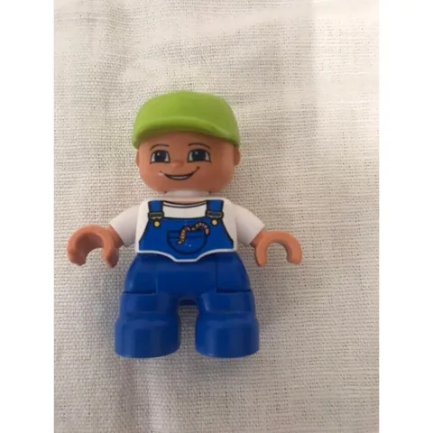 Lego Ville Duplo Figure, Boy 2 in Overalls, Lime Cap, Freckles 47205pb025 LN