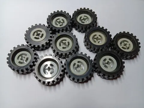 LEGO LOT 10 LIGHT GRAY SPLIT AXLE & TIRE OFFSET TREAD 30X10.5 WHEEL 3482 2346