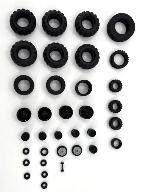 LEGO Replacement Parts 30 + Pieces Tires Wheels Lot Various Sizes
