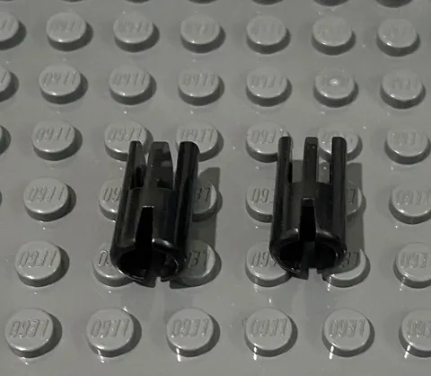 Lego Black Arm Piece With TOWBALL Socket 3 Fingers - Lot of 2