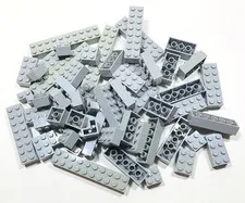 Lego Gray BRICKS BLOCKS ONLY 60pc Bulk Lot 2x10 2x8 2x6 2x4 2x3 2x2 2x1 Corners