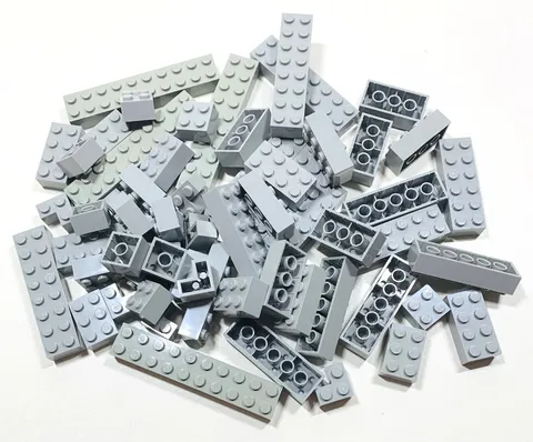 Lego Gray BRICKS BLOCKS ONLY 60pc Bulk Lot 2x10 2x8 2x6 2x4 2x3 2x2 2x1 Corners
