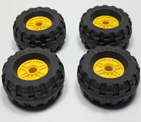 LEGO Balloon Tire Wheel Lot of 4 Yellow 37x18R Replacement Part