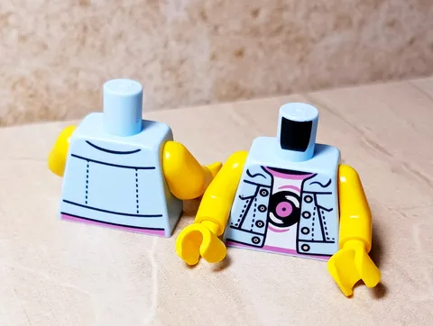 New LEGO Jean Vest DJ Torso Spinning Record Sleeveless Standard Yellow Arms Hand