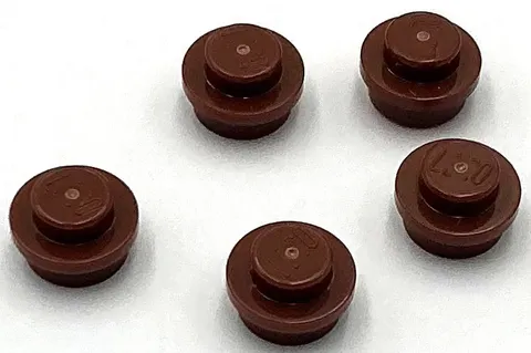 Lego 5 New Reddish Brown Plates Round 1 x 1 Stud Parts