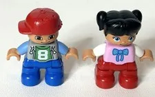 2 LEGO Duplo Creative Building Basket  Minifig 2" Child Figures Blue Red Brown