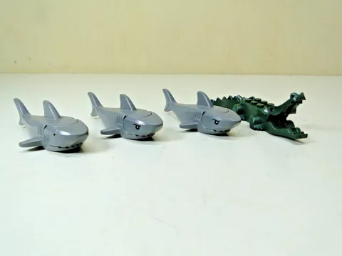 Lego Shark Minifigure Animal LOT Of 3 Sharks One Alligator Crocodile