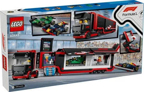 LEGO City 60445 F1 Truck with RB20 & AMR24 F1 Cars Building Toy Set New