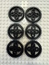 (6) LEGO Technic Gear 36 Tooth Double Bevel Lot-BLACK-#32498