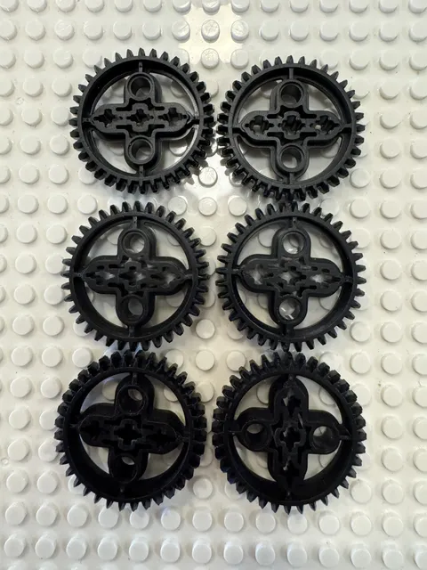 (6) LEGO Technic Gear 36 Tooth Double Bevel Lot-BLACK-#32498