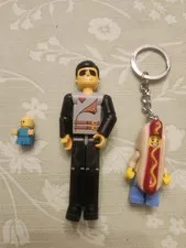 Lego hot dog keychain,  Vtg Lego Technic Figure, Baby Mini Figure