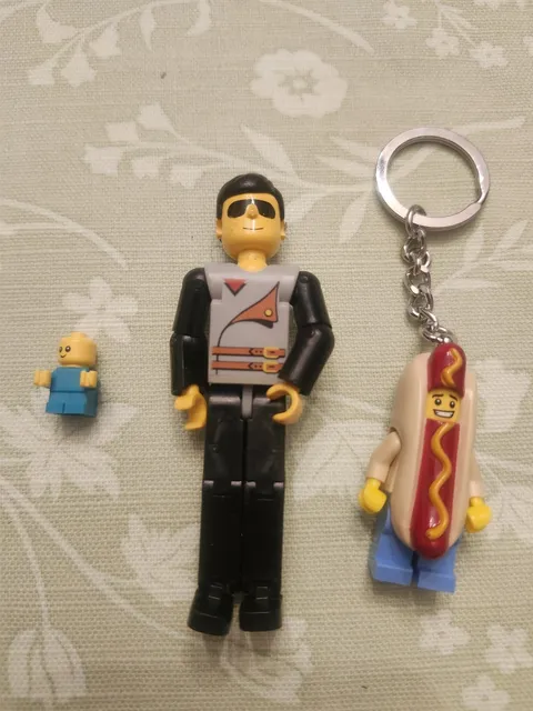 Lego hot dog keychain,  Vtg Lego Technic Figure, Baby Mini Figure