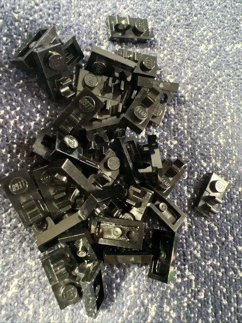 LEGO 92280 Black Plate, Modified 1x2 with Clip with Center Cut on Top 33 Pieces