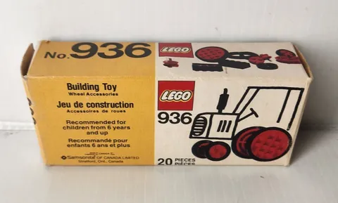 Vintage LEGO Universal Building Set Wheels And Tires 936 Box ONLY
