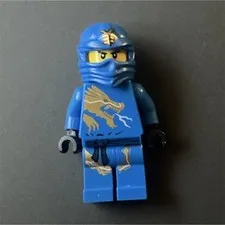 LEGO NINJAGO Jay Blue Ninja Minifigure w/ Gold Dragon Torso Print Hood Mask