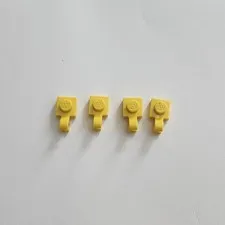 Lego 6019 (4x) Yellow Plate Modified 1 x 1 with U Clip Horizontal Grip 6852