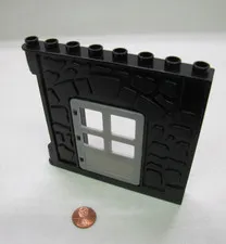 Lego Duplo BLACK WALL w/ SILVER DOOR 1x8x8 KNIGHT'S CASTLE Building #4777 #2