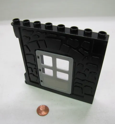 Lego Duplo BLACK WALL w/ SILVER DOOR 1x8x8 KNIGHT'S CASTLE Building #4777 #2