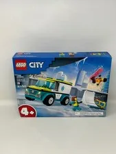 LEGO City Emergency Ambulance and Snowboarder Toy Vehicle Playset for Kids, Boar