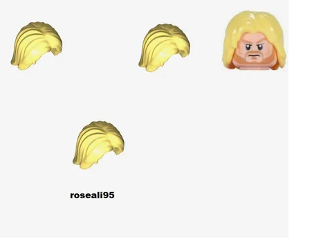 3 Lego Thor Minifigure BLONDE HAIR - DC Minifig Light Yellow HAIR New LOT Parts