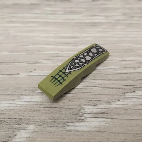 Lego 61678pb075 Olive Green Slope Curved 4 x 1 Silver Crocodile Scales Pattern