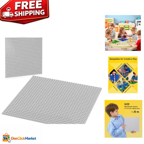 32x32 Studs Classic Gray Baseplates - Perfect for Imaginative Play or Display