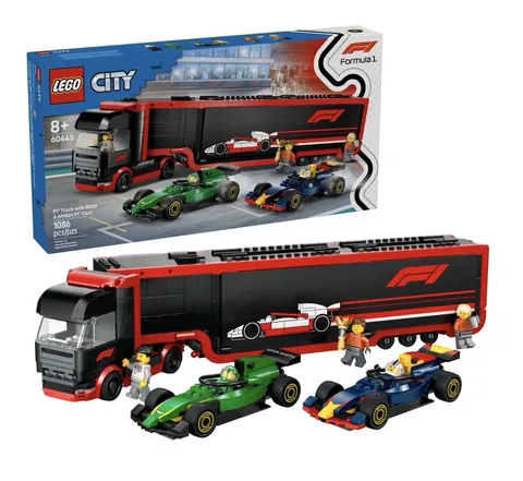 LEGO City 60445 F1 Truck with RB20 & AMR24 F1 Cars Building Toy Set New