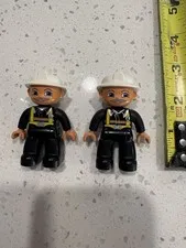 Nice Lot of 2 Lego Duplo Fireman Firefighters Figures Free Ship in USA