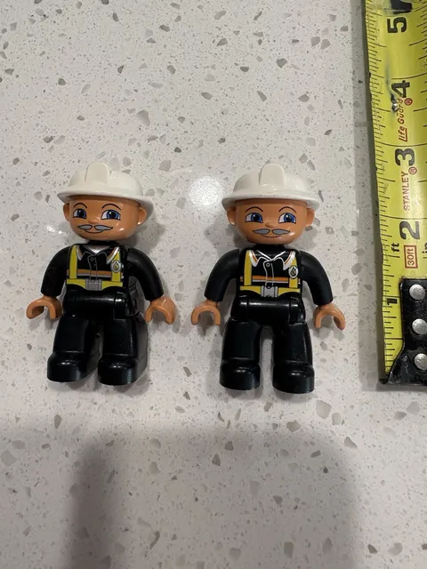Nice Lot of 2 Lego Duplo Fireman Firefighters Figures Free Ship in USA