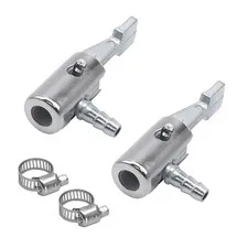 Auceli 2Pcs 1/4 Inch Lock On All Metal Air Chuck Inflation Pump Hose Clamp Mini