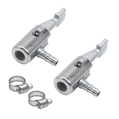 Auceli 2Pcs 1/4 Inch Lock On All Metal Air Chuck Inflation Pump Hose Clamp Mini