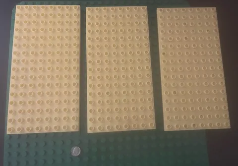 Lego Duplo - Lot Of (3) Light Yellow 8x16 Stud Baseplate Base Pieces