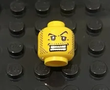LEGO Yellow Minifig Head, Big Open Mouth Grin With Gold Tooth, Stubble Sideburns