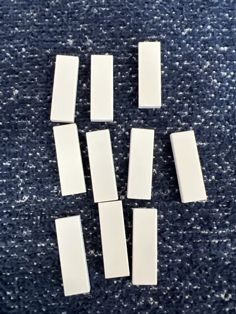 LEGO 63864 White Tile 1 x 3 Bulk 10 Pieces